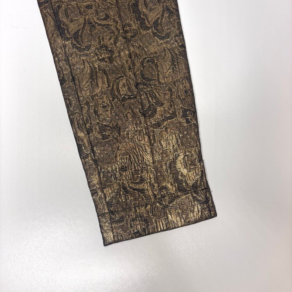 Soft Surroundings Nevina Jacquard Side Zipper Slim Ankle Metallic Pant Gold 8 - Picture 3 of 11